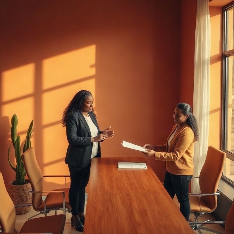 Consultation room in a Nairobi office reviewing property documents