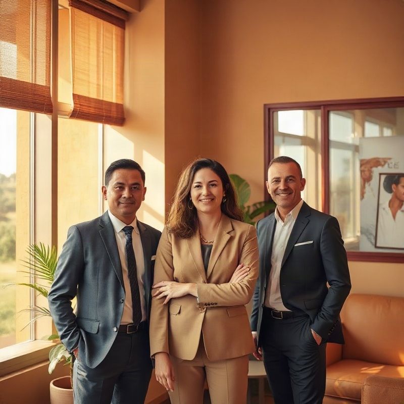 Small professional real estate team in a warm-toned Nairobi office